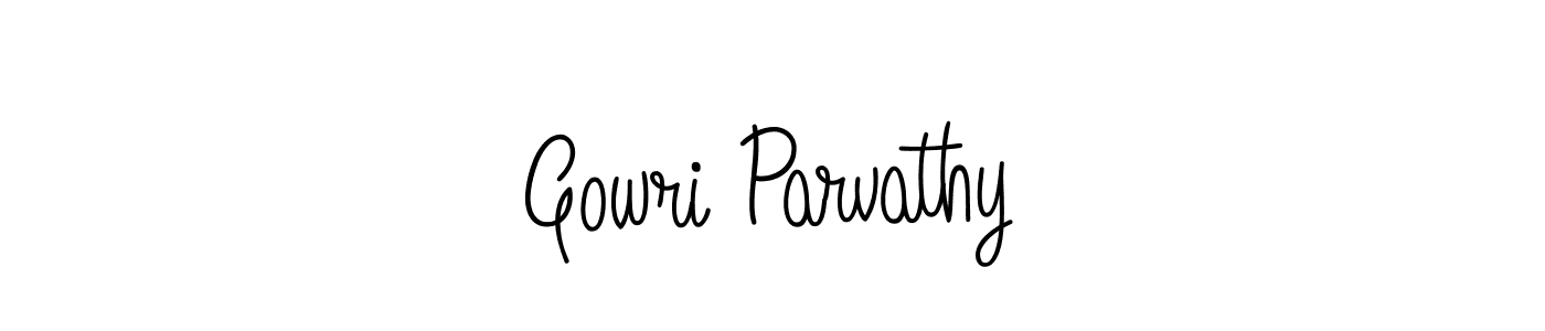 Design your own signature with our free online signature maker. With this signature software, you can create a handwritten (Angelique-Rose-font-FFP) signature for name Gowri Parvathy. Gowri Parvathy signature style 5 images and pictures png