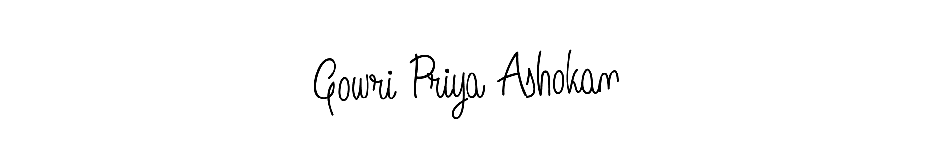 Use a signature maker to create a handwritten signature online. With this signature software, you can design (Angelique-Rose-font-FFP) your own signature for name Gowri Priya Ashokan. Gowri Priya Ashokan signature style 5 images and pictures png