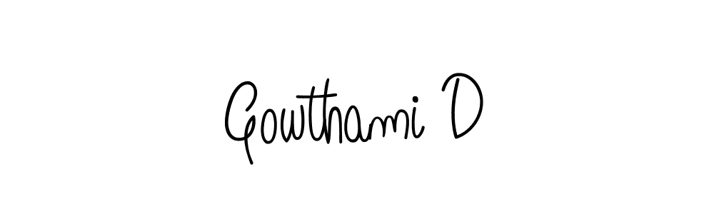 How to make Gowthami D name signature. Use Angelique-Rose-font-FFP style for creating short signs online. This is the latest handwritten sign. Gowthami D signature style 5 images and pictures png