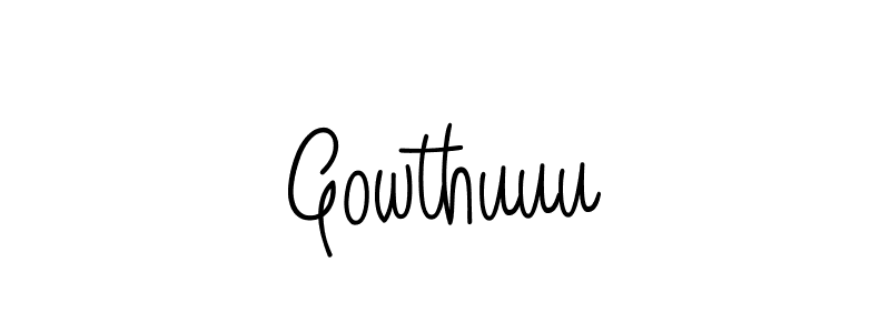 How to make Gowthuuu name signature. Use Angelique-Rose-font-FFP style for creating short signs online. This is the latest handwritten sign. Gowthuuu signature style 5 images and pictures png