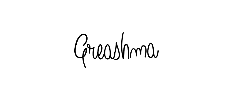 Use a signature maker to create a handwritten signature online. With this signature software, you can design (Angelique-Rose-font-FFP) your own signature for name Greashma. Greashma signature style 5 images and pictures png