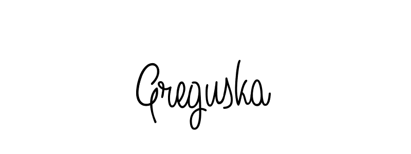 You should practise on your own different ways (Angelique-Rose-font-FFP) to write your name (Greguska) in signature. don't let someone else do it for you. Greguska signature style 5 images and pictures png