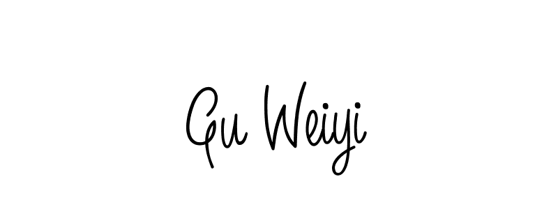 Make a beautiful signature design for name Gu Weiyi. With this signature (Angelique-Rose-font-FFP) style, you can create a handwritten signature for free. Gu Weiyi signature style 5 images and pictures png