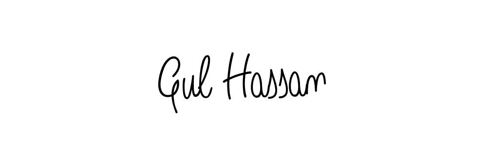 You should practise on your own different ways (Angelique-Rose-font-FFP) to write your name (Gul Hassan) in signature. don't let someone else do it for you. Gul Hassan signature style 5 images and pictures png