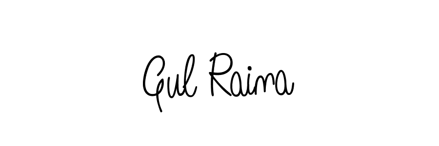 You should practise on your own different ways (Angelique-Rose-font-FFP) to write your name (Gul Raina) in signature. don't let someone else do it for you. Gul Raina signature style 5 images and pictures png
