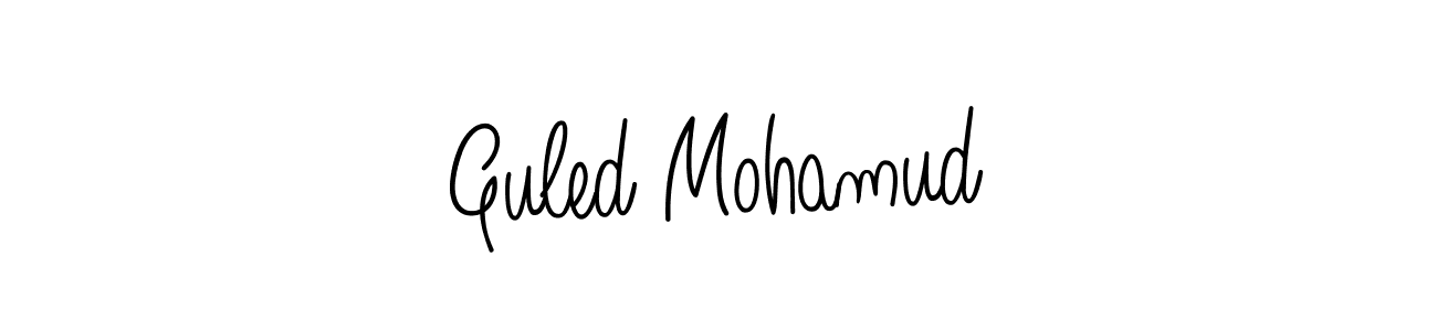 You should practise on your own different ways (Angelique-Rose-font-FFP) to write your name (Guled Mohamud) in signature. don't let someone else do it for you. Guled Mohamud signature style 5 images and pictures png