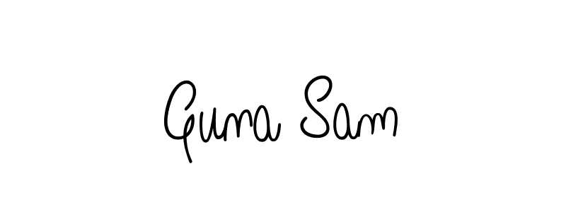 Use a signature maker to create a handwritten signature online. With this signature software, you can design (Angelique-Rose-font-FFP) your own signature for name Guna Sam. Guna Sam signature style 5 images and pictures png