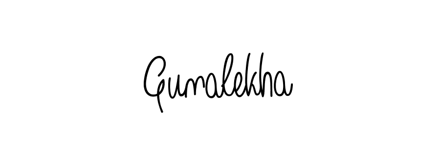 Use a signature maker to create a handwritten signature online. With this signature software, you can design (Angelique-Rose-font-FFP) your own signature for name Gunalekha. Gunalekha signature style 5 images and pictures png