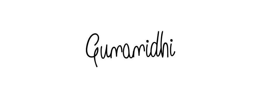Make a beautiful signature design for name Gunanidhi. With this signature (Angelique-Rose-font-FFP) style, you can create a handwritten signature for free. Gunanidhi signature style 5 images and pictures png
