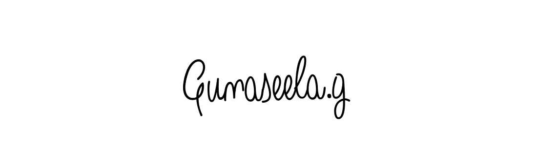 Use a signature maker to create a handwritten signature online. With this signature software, you can design (Angelique-Rose-font-FFP) your own signature for name Gunaseela.g. Gunaseela.g signature style 5 images and pictures png