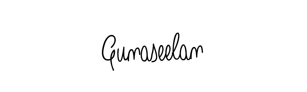 You should practise on your own different ways (Angelique-Rose-font-FFP) to write your name (Gunaseelan) in signature. don't let someone else do it for you. Gunaseelan signature style 5 images and pictures png