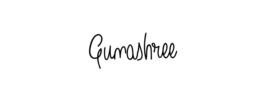 Make a beautiful signature design for name Gunashree. With this signature (Angelique-Rose-font-FFP) style, you can create a handwritten signature for free. Gunashree signature style 5 images and pictures png