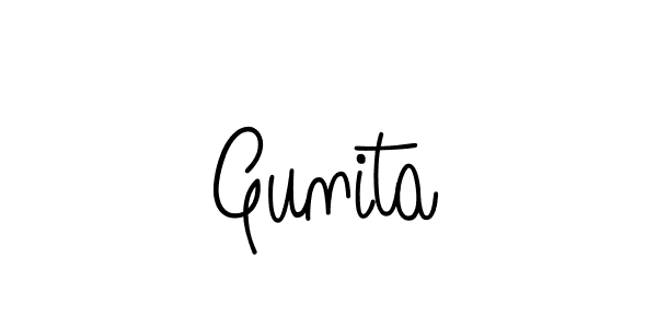 You should practise on your own different ways (Angelique-Rose-font-FFP) to write your name (Gunita) in signature. don't let someone else do it for you. Gunita signature style 5 images and pictures png