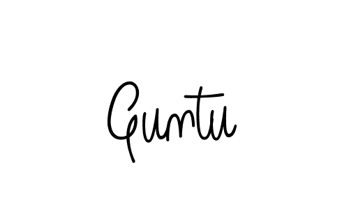 Design your own signature with our free online signature maker. With this signature software, you can create a handwritten (Angelique-Rose-font-FFP) signature for name Guntu. Guntu signature style 5 images and pictures png