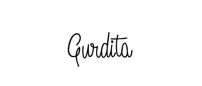 Make a beautiful signature design for name Gurdita. With this signature (Angelique-Rose-font-FFP) style, you can create a handwritten signature for free. Gurdita signature style 5 images and pictures png