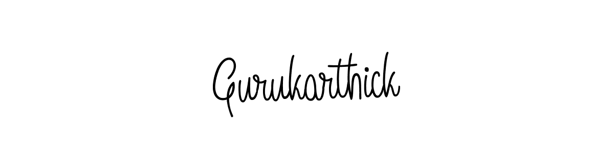 You should practise on your own different ways (Angelique-Rose-font-FFP) to write your name (Gurukarthick) in signature. don't let someone else do it for you. Gurukarthick signature style 5 images and pictures png
