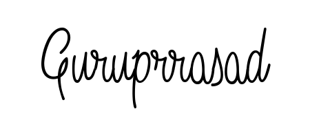 Try this chic Guruprrasad handwritten sign style. Using Angelique-Rose-font-FFP font elements, it gives your name a sleek, memorable identity. Guruprrasad signature style 5 images and pictures png