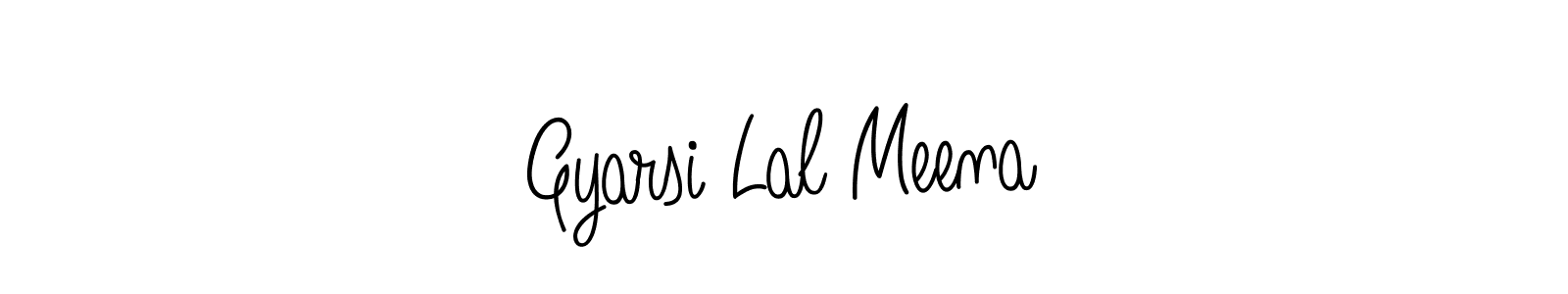 Use a signature maker to create a handwritten signature online. With this signature software, you can design (Angelique-Rose-font-FFP) your own signature for name Gyarsi Lal Meena. Gyarsi Lal Meena signature style 5 images and pictures png