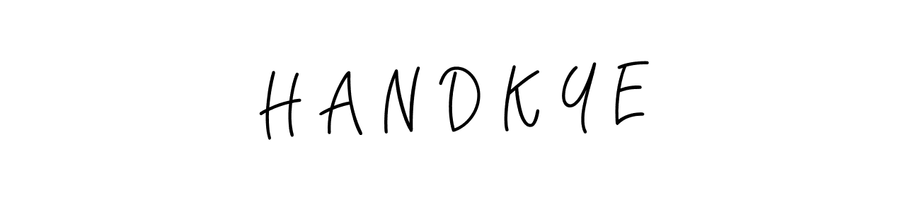 The best way (Angelique-Rose-font-FFP) to make a short signature is to pick only two or three words in your name. The name H A N D K Y E include a total of six letters. For converting this name. H A N D K Y E signature style 5 images and pictures png