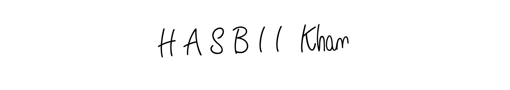 Use a signature maker to create a handwritten signature online. With this signature software, you can design (Angelique-Rose-font-FFP) your own signature for name H A S B I I  Khan. H A S B I I  Khan signature style 5 images and pictures png