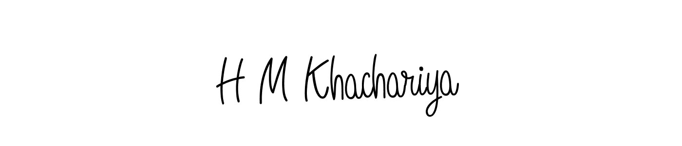 The best way (Angelique-Rose-font-FFP) to make a short signature is to pick only two or three words in your name. The name H M Khachariya include a total of six letters. For converting this name. H M Khachariya signature style 5 images and pictures png