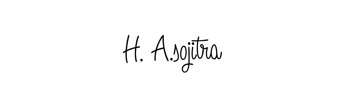 Use a signature maker to create a handwritten signature online. With this signature software, you can design (Angelique-Rose-font-FFP) your own signature for name H. A.sojitra. H. A.sojitra signature style 5 images and pictures png