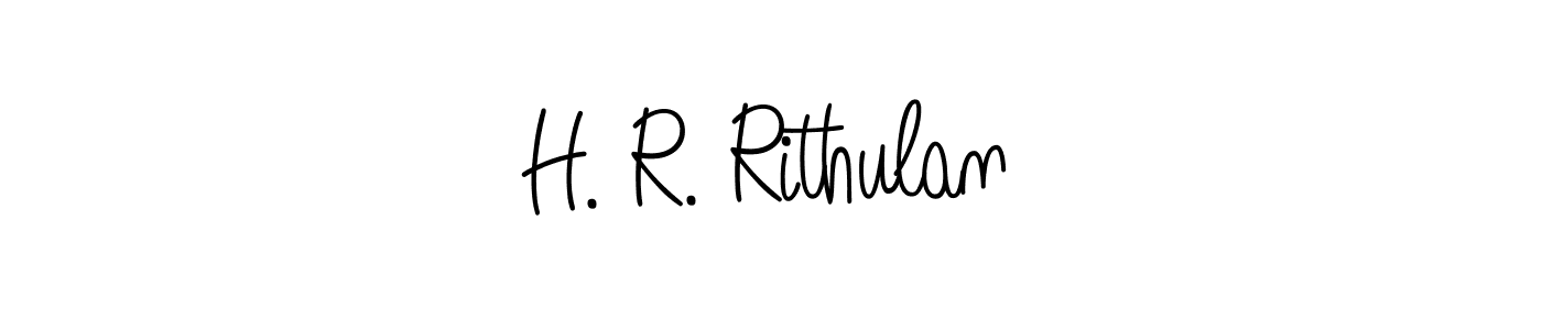 The best way (Angelique-Rose-font-FFP) to make a short signature is to pick only two or three words in your name. The name H. R. Rithulan include a total of six letters. For converting this name. H. R. Rithulan signature style 5 images and pictures png