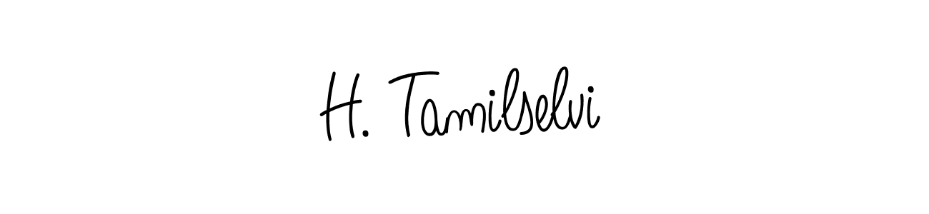 How to make H. Tamilselvi name signature. Use Angelique-Rose-font-FFP style for creating short signs online. This is the latest handwritten sign. H. Tamilselvi signature style 5 images and pictures png