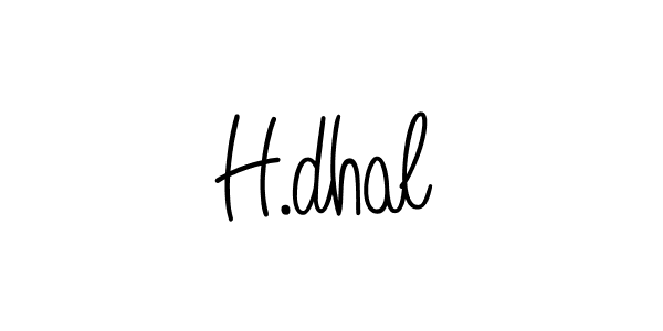Make a beautiful signature design for name H.dhal. With this signature (Angelique-Rose-font-FFP) style, you can create a handwritten signature for free. H.dhal signature style 5 images and pictures png