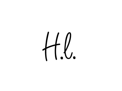 The best way (Angelique-Rose-font-FFP) to make a short signature is to pick only two or three words in your name. The name H.l. include a total of six letters. For converting this name. H.l. signature style 5 images and pictures png