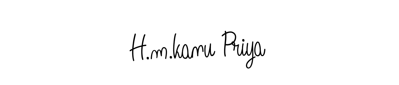 Use a signature maker to create a handwritten signature online. With this signature software, you can design (Angelique-Rose-font-FFP) your own signature for name H.m.kanu Priya. H.m.kanu Priya signature style 5 images and pictures png