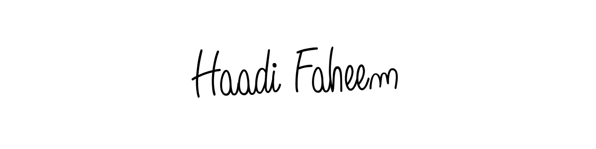 You should practise on your own different ways (Angelique-Rose-font-FFP) to write your name (Haadi Faheem) in signature. don't let someone else do it for you. Haadi Faheem signature style 5 images and pictures png