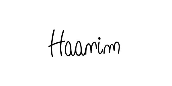 Use a signature maker to create a handwritten signature online. With this signature software, you can design (Angelique-Rose-font-FFP) your own signature for name Haanim. Haanim signature style 5 images and pictures png