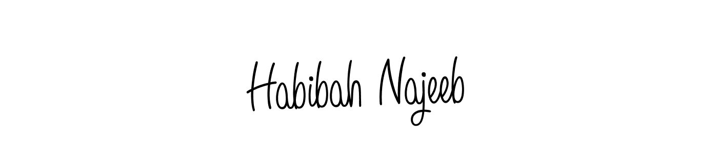 Design your own signature with our free online signature maker. With this signature software, you can create a handwritten (Angelique-Rose-font-FFP) signature for name Habibah Najeeb. Habibah Najeeb signature style 5 images and pictures png