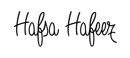 You should practise on your own different ways (Angelique-Rose-font-FFP) to write your name (Hafsa Hafeez) in signature. Don't let someone else do it for you. Hafsa Hafeez signature style 5 images and pictures png