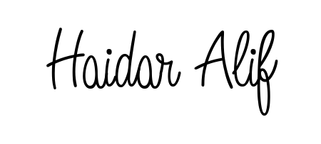 Get inspired by this graceful Angelique-Rose-font-FFP signature style for name Haidar Alif. Smooth loops and balanced proportions for everyday use. Haidar Alif signature style 5 images and pictures png