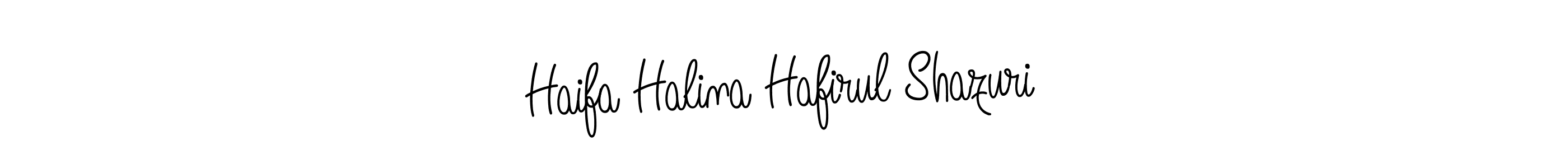 You should practise on your own different ways (Angelique-Rose-font-FFP) to write your name (Haifa Halina Hafirul Shazuri) in signature. don't let someone else do it for you. Haifa Halina Hafirul Shazuri signature style 5 images and pictures png