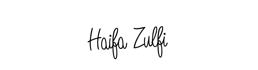 How to make Haifa Zulfi name signature. Use Angelique-Rose-font-FFP style for creating short signs online. This is the latest handwritten sign. Haifa Zulfi signature style 5 images and pictures png