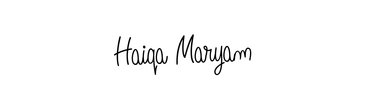 You should practise on your own different ways (Angelique-Rose-font-FFP) to write your name (Haiqa Maryam) in signature. don't let someone else do it for you. Haiqa Maryam signature style 5 images and pictures png