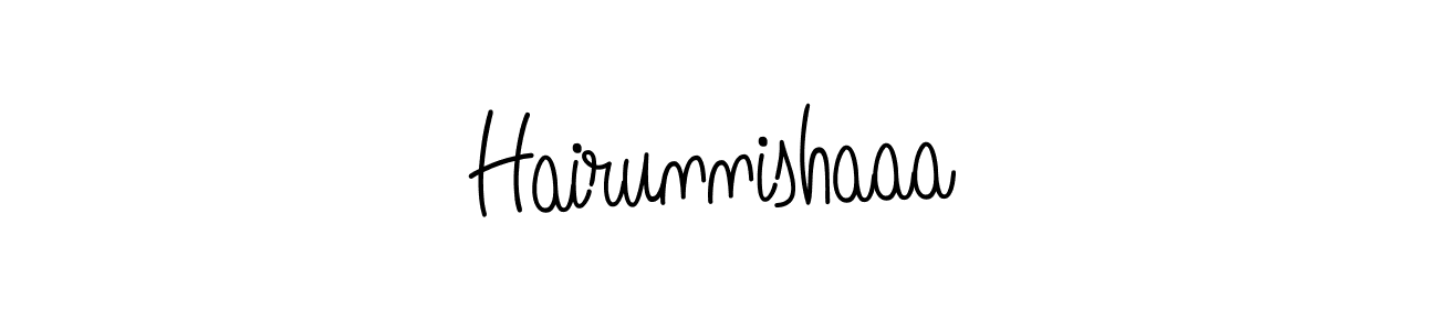 Create a beautiful signature design for name Hairunnishaaa. With this signature (Angelique-Rose-font-FFP) fonts, you can make a handwritten signature for free. Hairunnishaaa signature style 5 images and pictures png