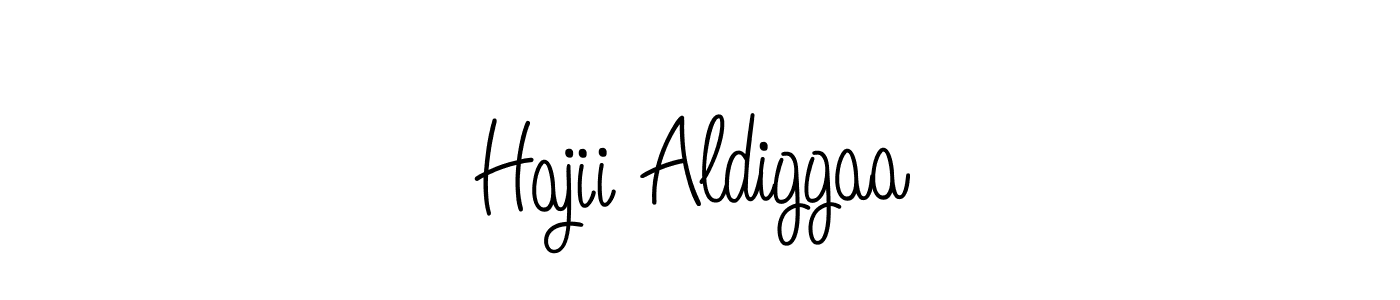 You should practise on your own different ways (Angelique-Rose-font-FFP) to write your name (Hajii Aldiggaa) in signature. don't let someone else do it for you. Hajii Aldiggaa signature style 5 images and pictures png