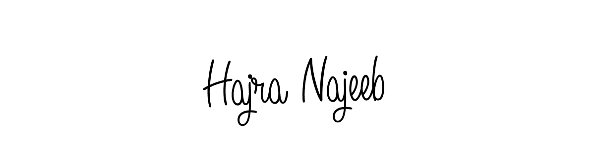 The best way (Angelique-Rose-font-FFP) to make a short signature is to pick only two or three words in your name. The name Hajra Najeeb include a total of six letters. For converting this name. Hajra Najeeb signature style 5 images and pictures png