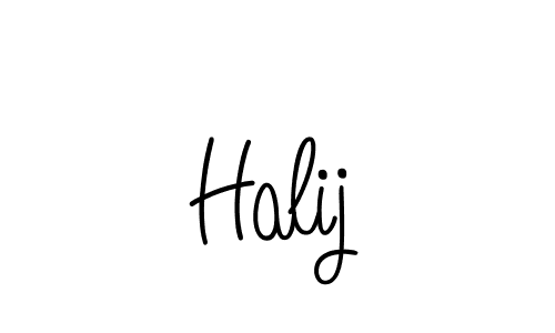 Make a beautiful signature design for name Halij. With this signature (Angelique-Rose-font-FFP) style, you can create a handwritten signature for free. Halij signature style 5 images and pictures png