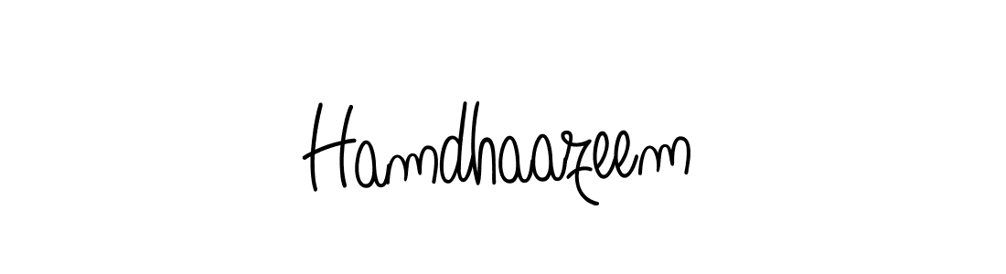 Make a beautiful signature design for name Hamdhaazeem. With this signature (Angelique-Rose-font-FFP) style, you can create a handwritten signature for free. Hamdhaazeem signature style 5 images and pictures png