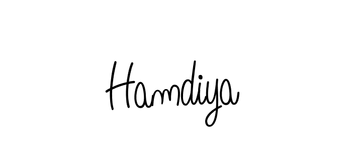 Use a signature maker to create a handwritten signature online. With this signature software, you can design (Angelique-Rose-font-FFP) your own signature for name Hamdiya. Hamdiya signature style 5 images and pictures png