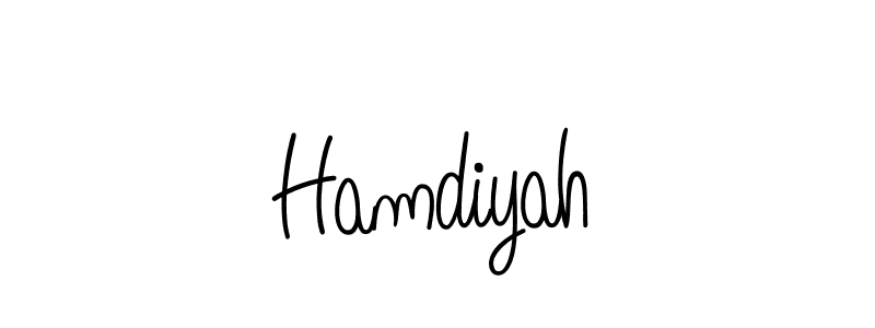 How to make Hamdiyah name signature. Use Angelique-Rose-font-FFP style for creating short signs online. This is the latest handwritten sign. Hamdiyah signature style 5 images and pictures png