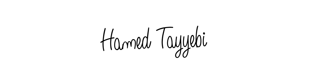 You should practise on your own different ways (Angelique-Rose-font-FFP) to write your name (Hamed Tayyebi) in signature. don't let someone else do it for you. Hamed Tayyebi signature style 5 images and pictures png
