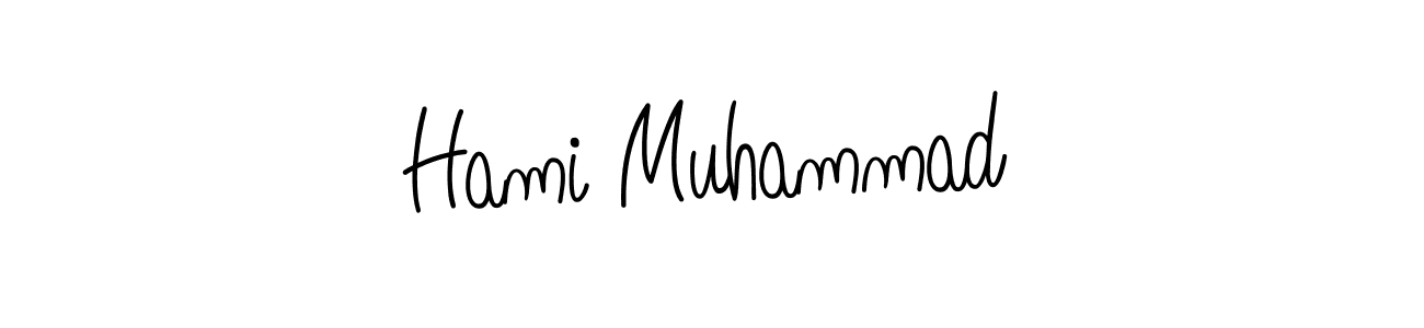 Use a signature maker to create a handwritten signature online. With this signature software, you can design (Angelique-Rose-font-FFP) your own signature for name Hami Muhammad. Hami Muhammad signature style 5 images and pictures png