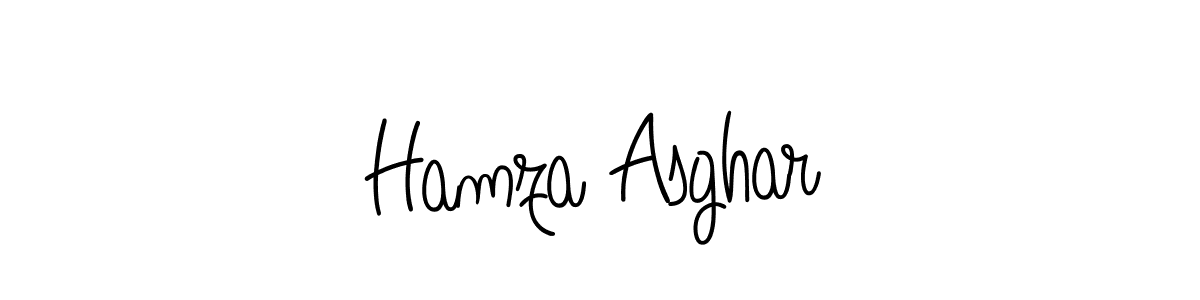 You should practise on your own different ways (Angelique-Rose-font-FFP) to write your name (Hamza Asghar) in signature. don't let someone else do it for you. Hamza Asghar signature style 5 images and pictures png