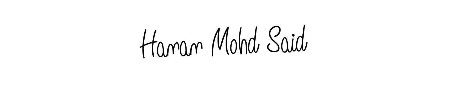 How to make Hanan Mohd Said name signature. Use Angelique-Rose-font-FFP style for creating short signs online. This is the latest handwritten sign. Hanan Mohd Said signature style 5 images and pictures png